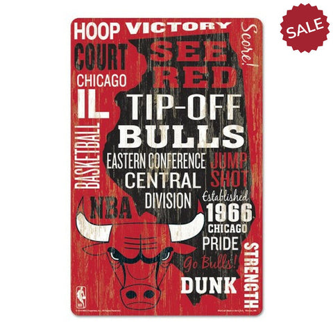 Chicago Bulls Sign 11x17 Wood Wordage Design-0