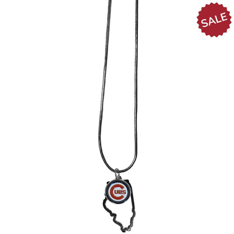 Chicago Cubs Necklace Chain with State Shape Charm - Team Fan Cave