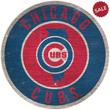 Chicago Cubs  Sign Wood 12 Inch Round State Design - Team Fan Cave