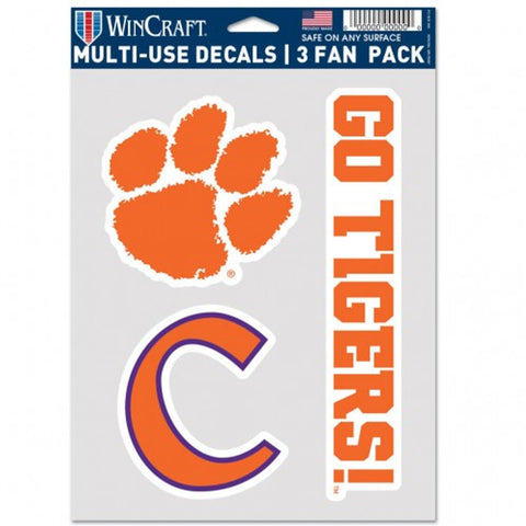 Clemson Tigers Decal Multi Use Fan 3 Pack Special Order-0