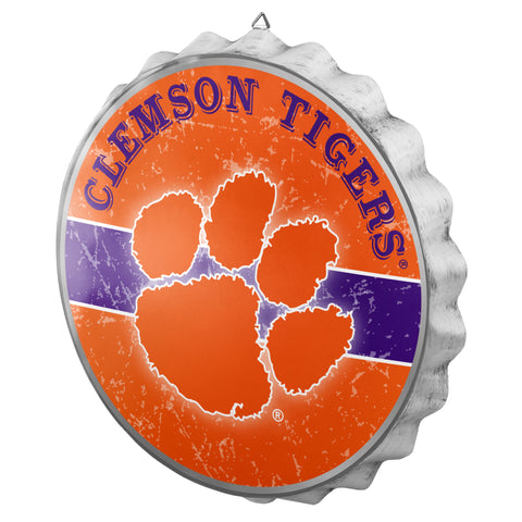 Clemson Tigers Sign Bottle Cap Style Distressed - Team Fan Cave