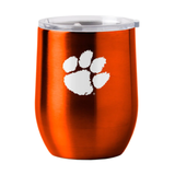 Clemson Tigers Travel Tumbler 16oz Stainless Steel Curved-0