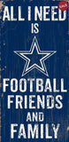 Dallas Cowboys Sign Wood 6x12 Football Friends and Family Design Color