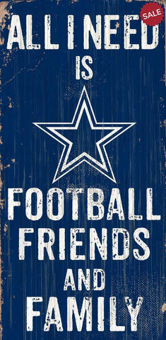 Dallas Cowboys Sign Wood 6x12 Football Friends and Family Design Color