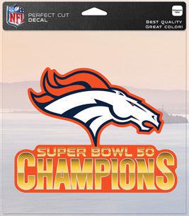 Denver Broncos Decal 8x8 Perfect Cut Color Super Bowl 50 Champion Design - Team Fan Cave