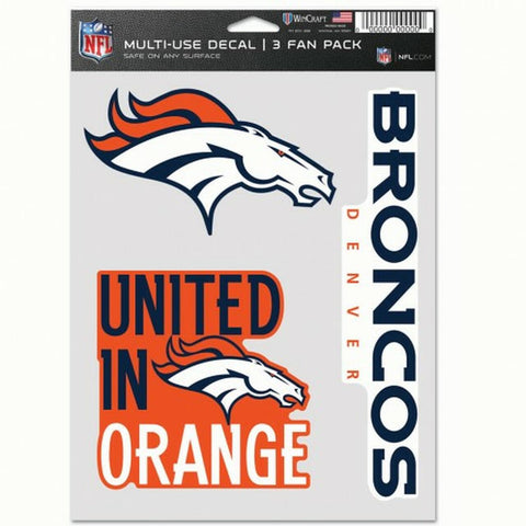 Denver Broncos Decal Multi Use Fan 3 Pack