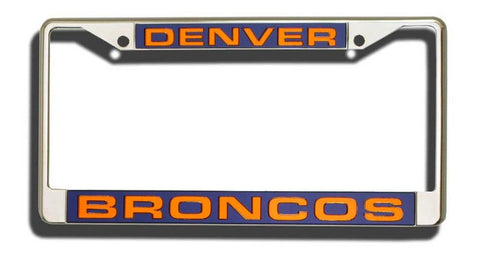 Denver Broncos License Plate Frame Laser Cut Chrome