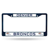 Denver Broncos License Plate Frame Metal Navy - Team Fan Cave