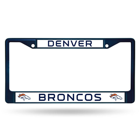 Denver Broncos License Plate Frame Metal Navy - Team Fan Cave