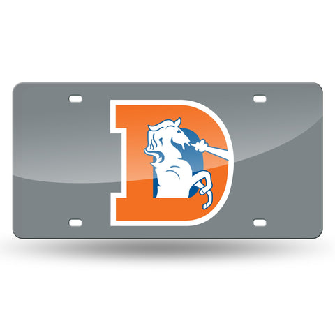 Denver Broncos License Plate Laser Cut Silver Throwback Logo - Team Fan Cave