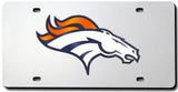 Denver Broncos License Plate Laser Cut Silver - Team Fan Cave