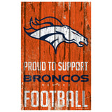 Denver Broncos Sign 11x17 Wood Proud to Support Design-0