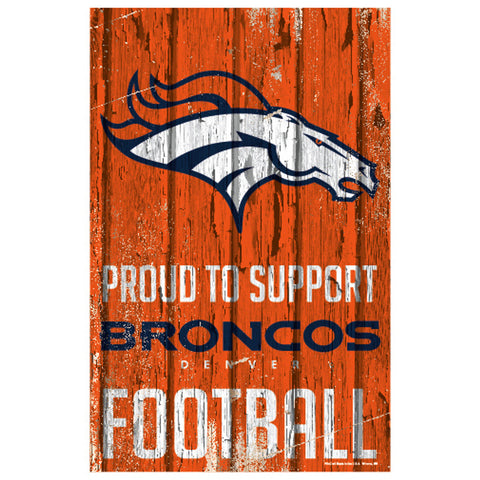 Denver Broncos Sign 11x17 Wood Proud to Support Design-0