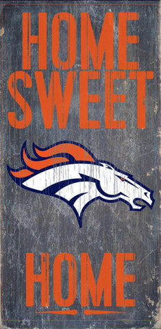 Denver Broncos Wood Sign - Home Sweet Home 6"x12"