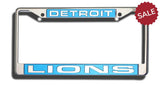 Detroit Lions License Plate Frame Laser Cut Chrome