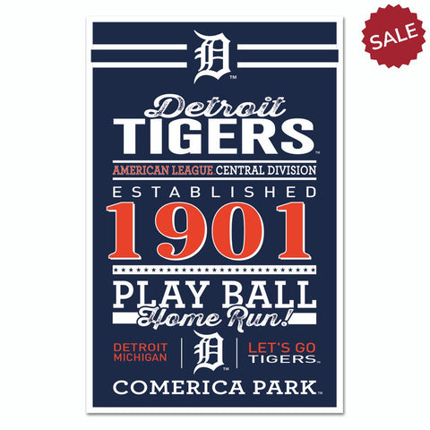 Detroit Tigers Sign 11x17 Wood Established Design