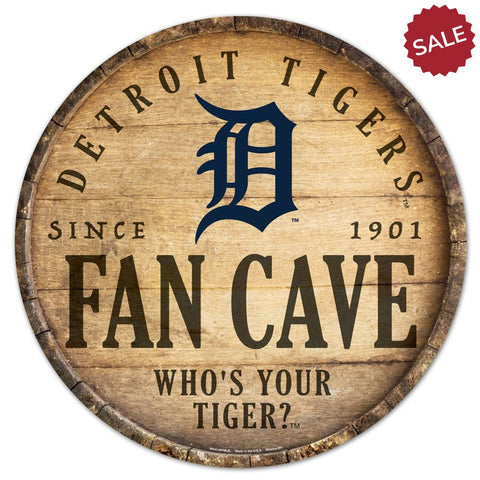 Detroit Tigers Sign Wood 14 Inch Round Barrel Top Design