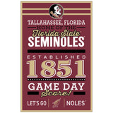 Florida State Seminoles Sign 11x17 Wood Established Design-0