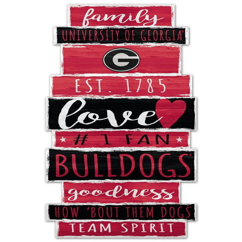 Georgia Bulldogs Sign 11x17 Wood Family Word Design-0