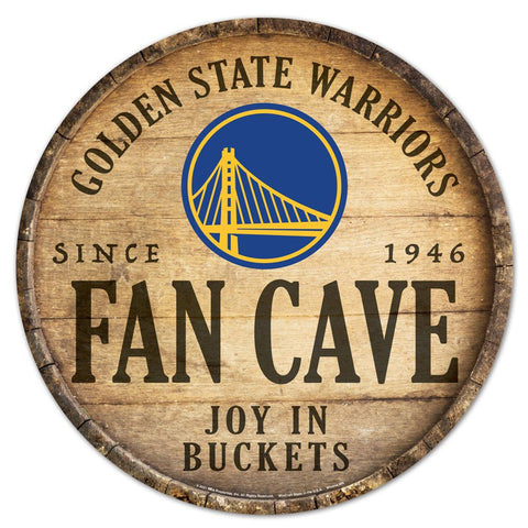 Golden State Warriors Sign Wood 14 Inch Round Barrel Top Design - Special Order-0