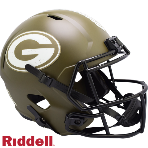 Green Bay Packers Helmet Riddell Replica Full Size Speed Style Salute To Service-0