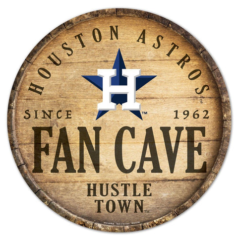 Houston Astros Sign Wood 14 Inch Round Barrel Top Design-0