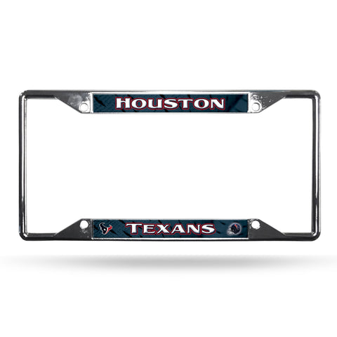 Houston Texans License Plate Frame Chrome EZ View - Team Fan Cave