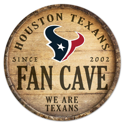 Houston Texans Sign Wood 14 Inch Round Barrel Top Design-0