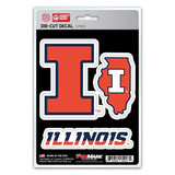 Illinois Fighting Illini Decal Die Cut Team 3 Pack