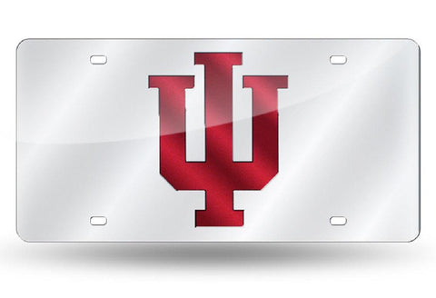 Indiana Hoosiers License Plate Laser Cut Silver - Team Fan Cave