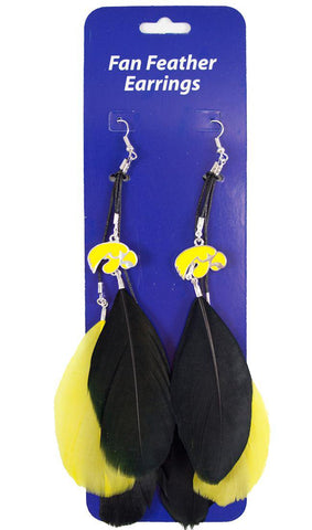 Iowa Hawkeyes Team Color Feather Earrings - Team Fan Cave