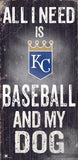 KC Royals Sign Wood 6x12 Baseball and Dog Design - Team Fan Cave