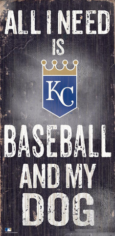 KC Royals Sign Wood 6x12 Baseball and Dog Design - Team Fan Cave