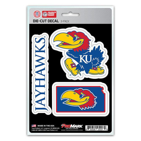 Kansas Jayhawks Decal Die Cut Team 3 Pack