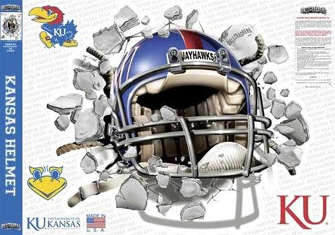 Kansas Jayhawks Decal Wallcrasher Smash Helmet 16 Inch - Team Fan Cave