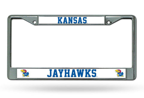 Kansas Jayhawks License Plate Frame Chrome w/Color Logo