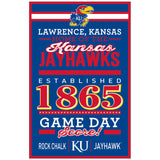 Kansas Jayhawks Sign 11x17 Wood Established Design-0