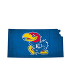 Kansas Jayhawks Sign Wood 12 Inch Team Color State Shape Design - Special Order - Team Fan Cave