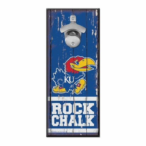 Kansas Jayhawks Sign Wood 5x11 Bottle Opener - Special Order