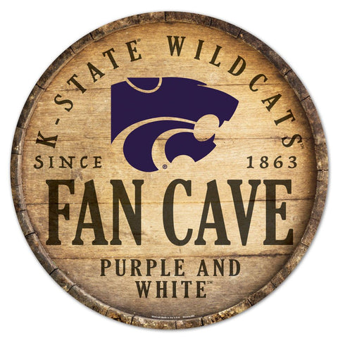 Kansas State Wildcats Sign Wood 14 Inch Round Barrel Top Design - Special Order-0