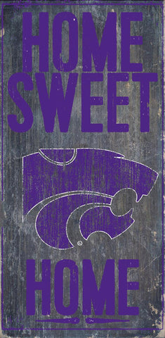 Kansas State Wildcats Wood Sign - Home Sweet Home 6x12 - Special Order