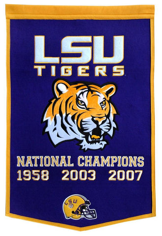 LSU Tigers Banner 24x36 Wool Dynasty 2007 Champ - Team Fan Cave