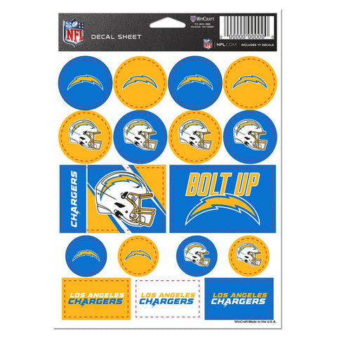 Los Angeles Chargers Decal Sheet 5x7 Vinyl-0