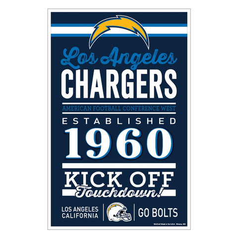 Los Angeles Chargers Sign 11x17 Wood Established Design-0