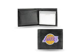 Los Angeles Lakers Wallet Billfold Leather Embroidered Black