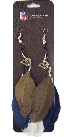 Los Angeles Rams Team Color Feather Earrings - Team Fan Cave