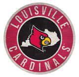 Louisville Cardinals Sign Wood 12 Inch Round State Design - Special Order - Team Fan Cave