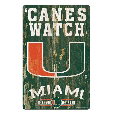 Miami Hurricanes Sign 11x17 Wood Slogan Design-0