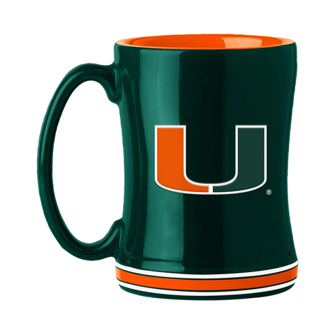 Miami Hurricanes Coffee Mug 14oz Sculpted Relief Team Color-0