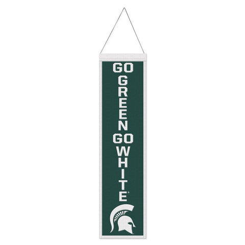 Michigan State Spartans Banner Wool 8x32 Heritage Slogan Design - Special Order